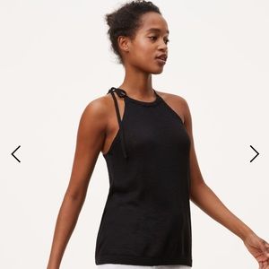 LOFT Black Tie Halter Sweater Tank NWT